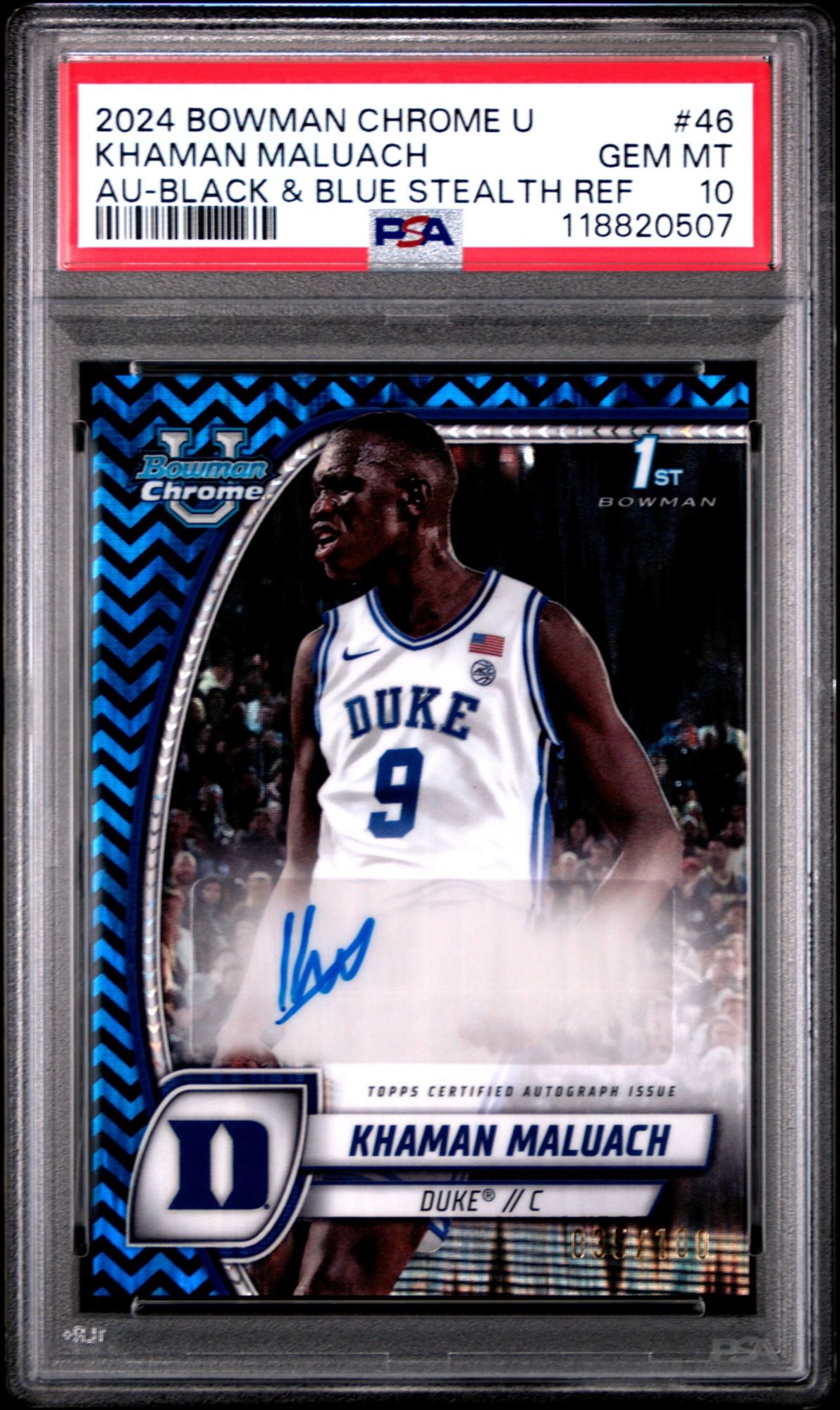 2024 Bowman Chrome University 46 Khaman Maluach Autograph-black
