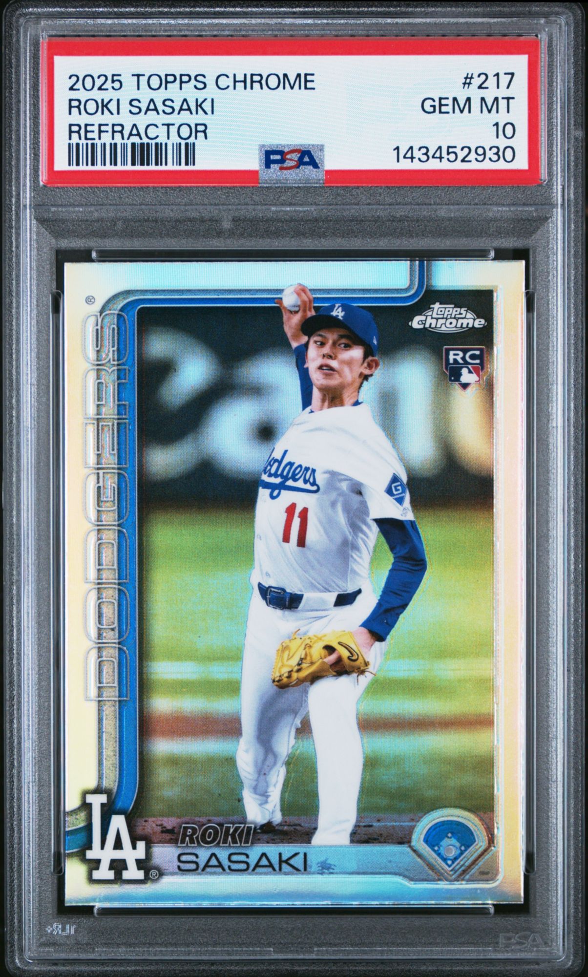 オゾンロックス ロケットライト ポイントカード景品 希少 レア 2025 Topps Chrome 217 Roki Sasaki Refractor PSA 10 | Dick's
