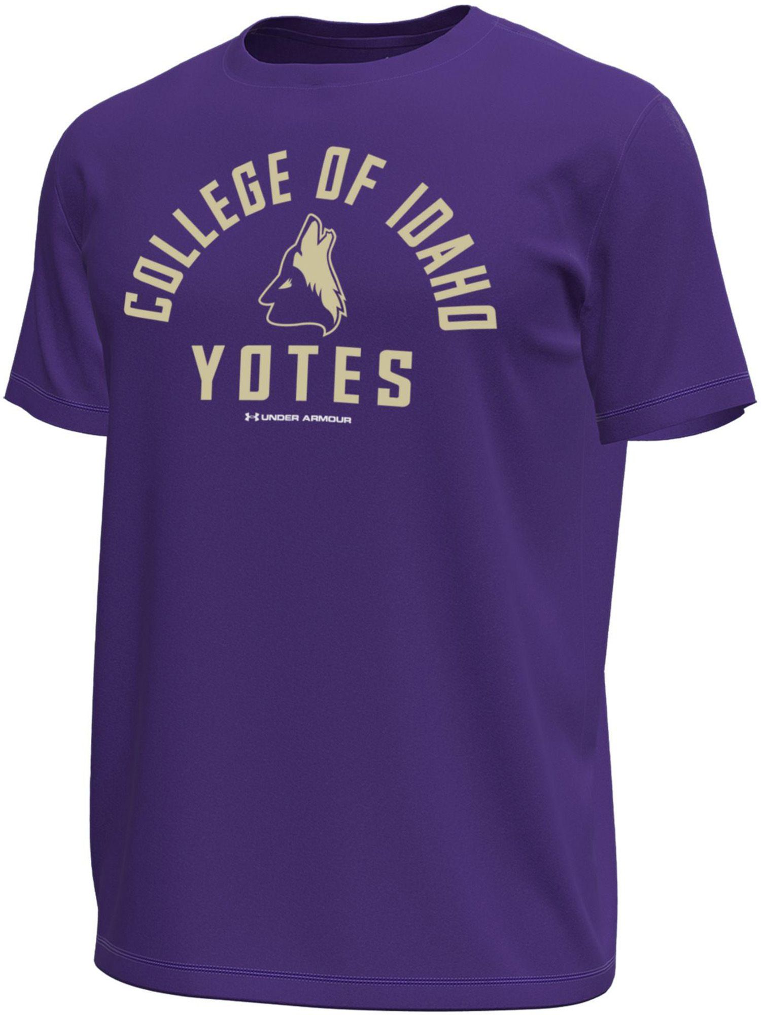 Under Armour Men's College of Idaho Yotes Purple Tech Stretch T