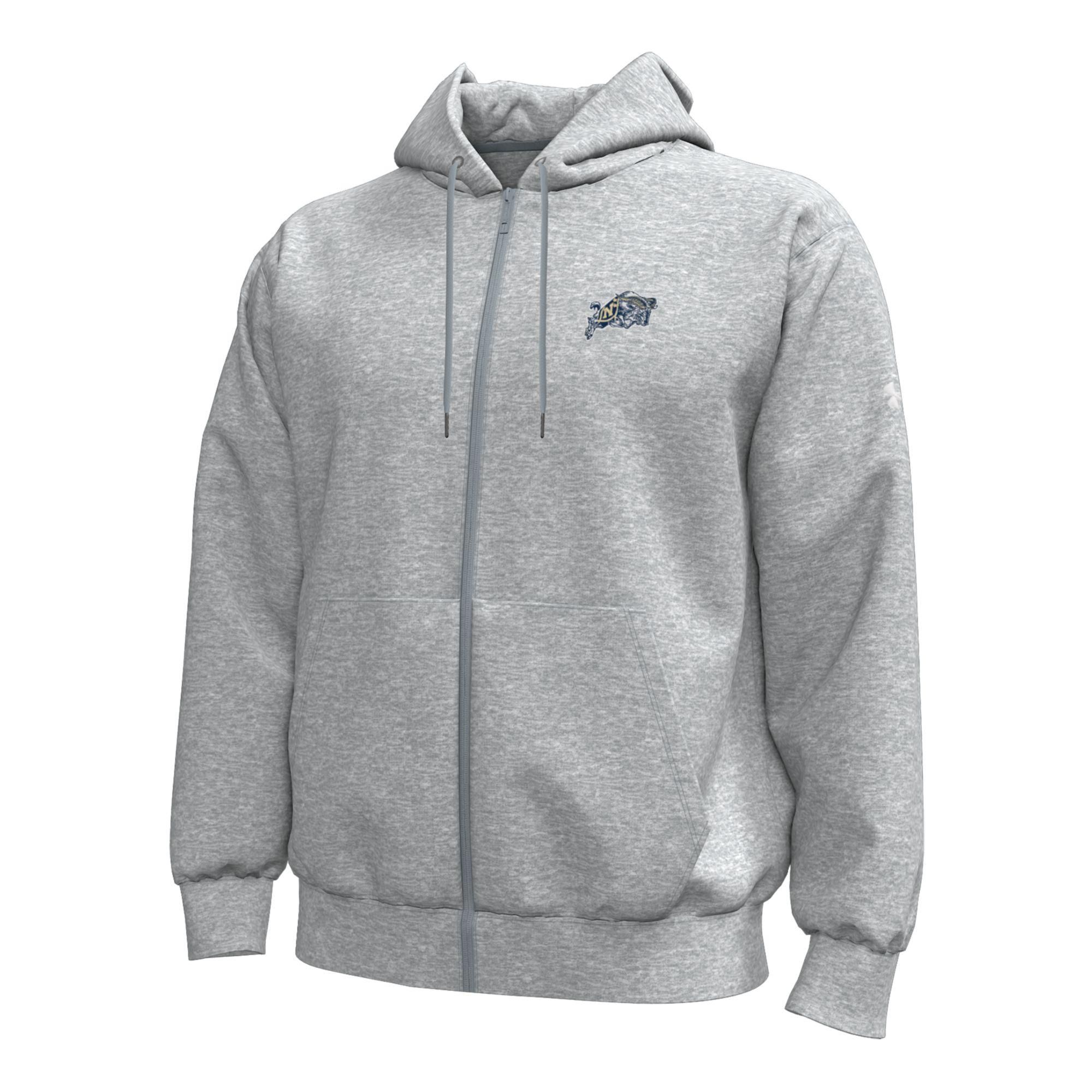 Under Armour Men's Navy Midshipmen Grey Icon Fleece Full-Zip