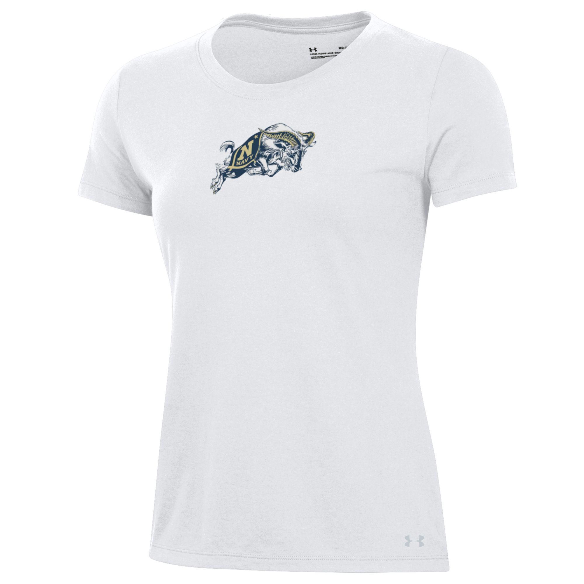 Under Armour Women's Navy Midshipmen Performance Cotton White T