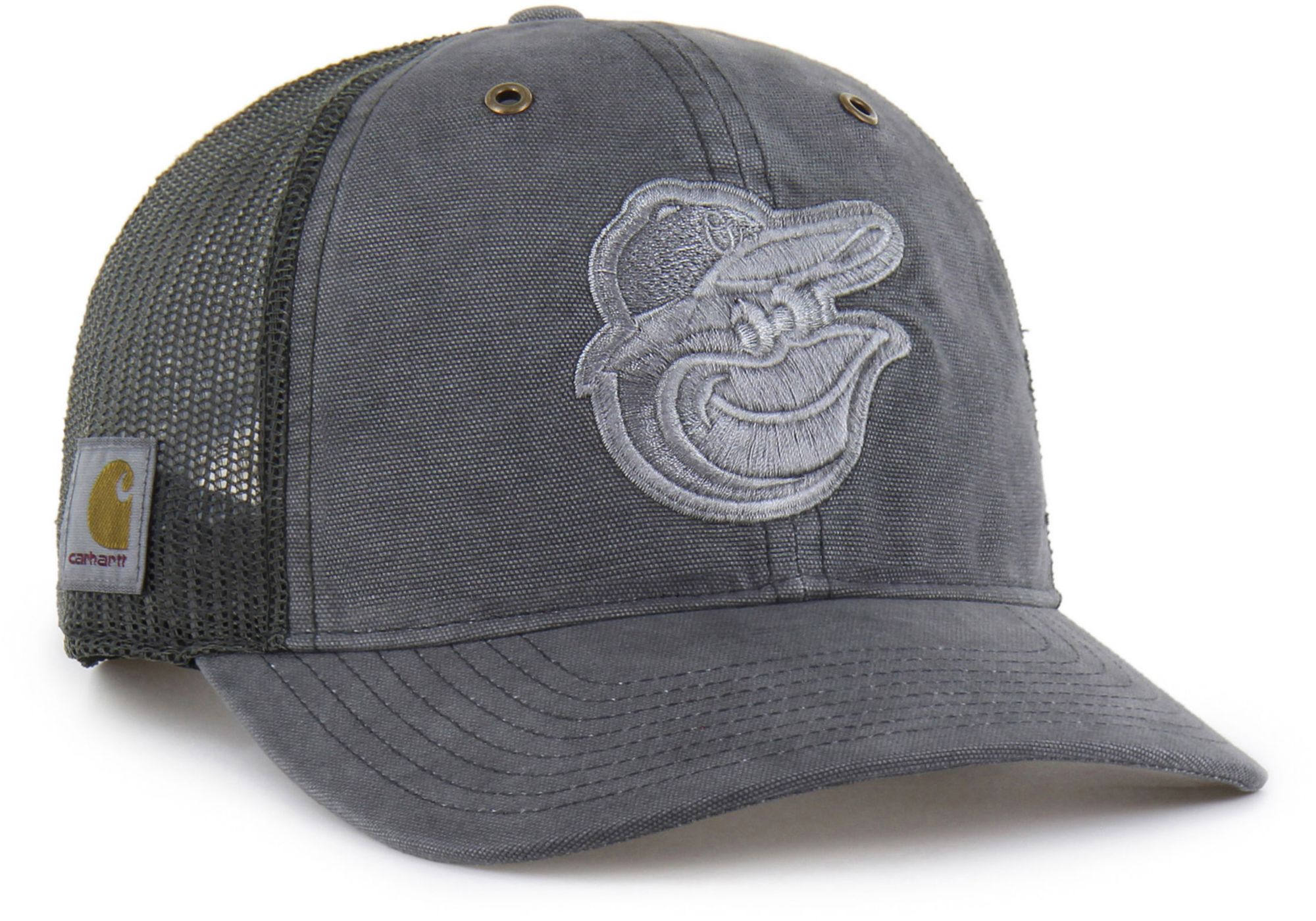 帽子 Black and grey chrome cap Carhartt x '47 Adult Baltimore Orioles Charcoal Dyed Trucker