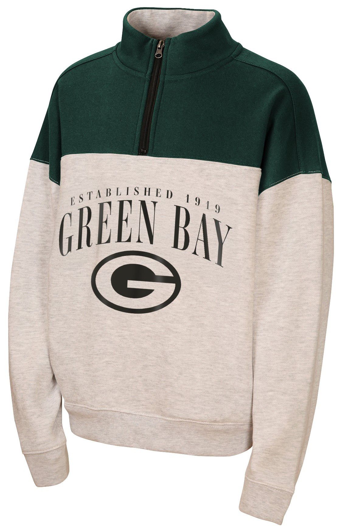 WEAR by Erin Andrews Girls' Green Bay Packers Grey Blitz 1/2 Zip