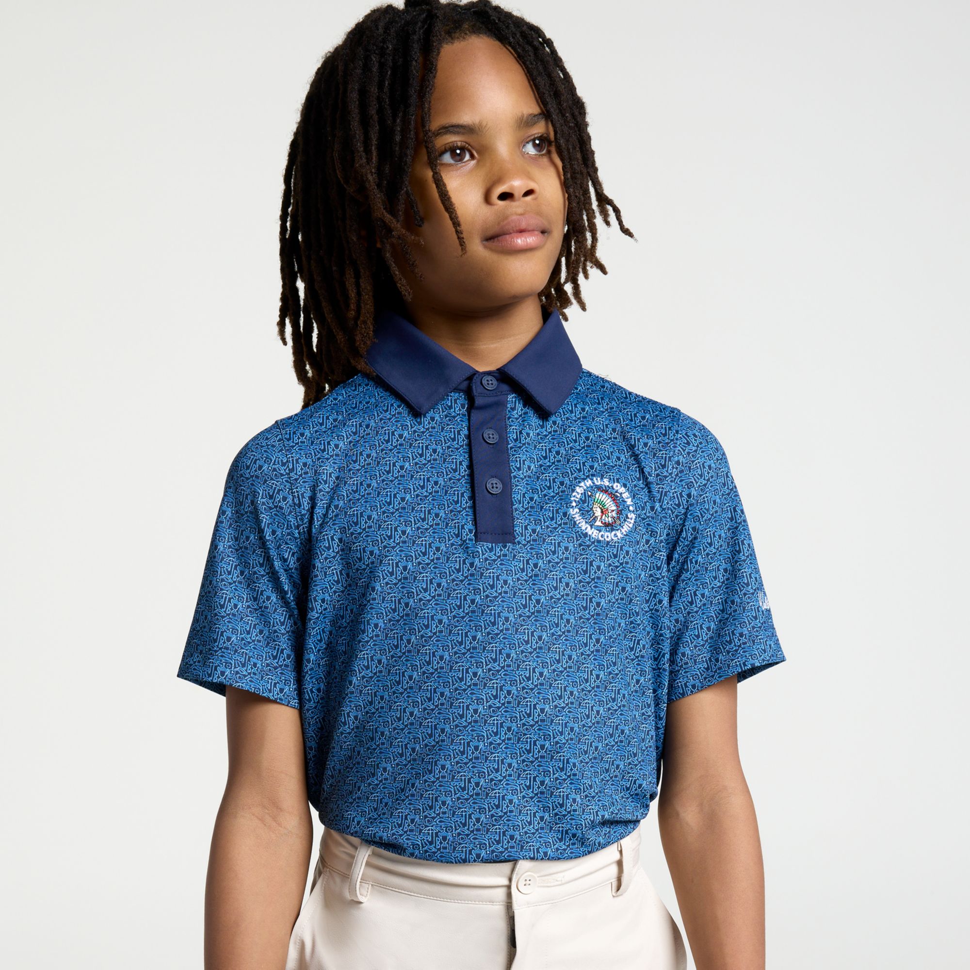 未使用級！QRタグ！POLOGOLF 長袖　ハーフジップ　モックネックシャツ 2026 U.S. Open Walter Hagen Youth Performance 11 Printed Polo