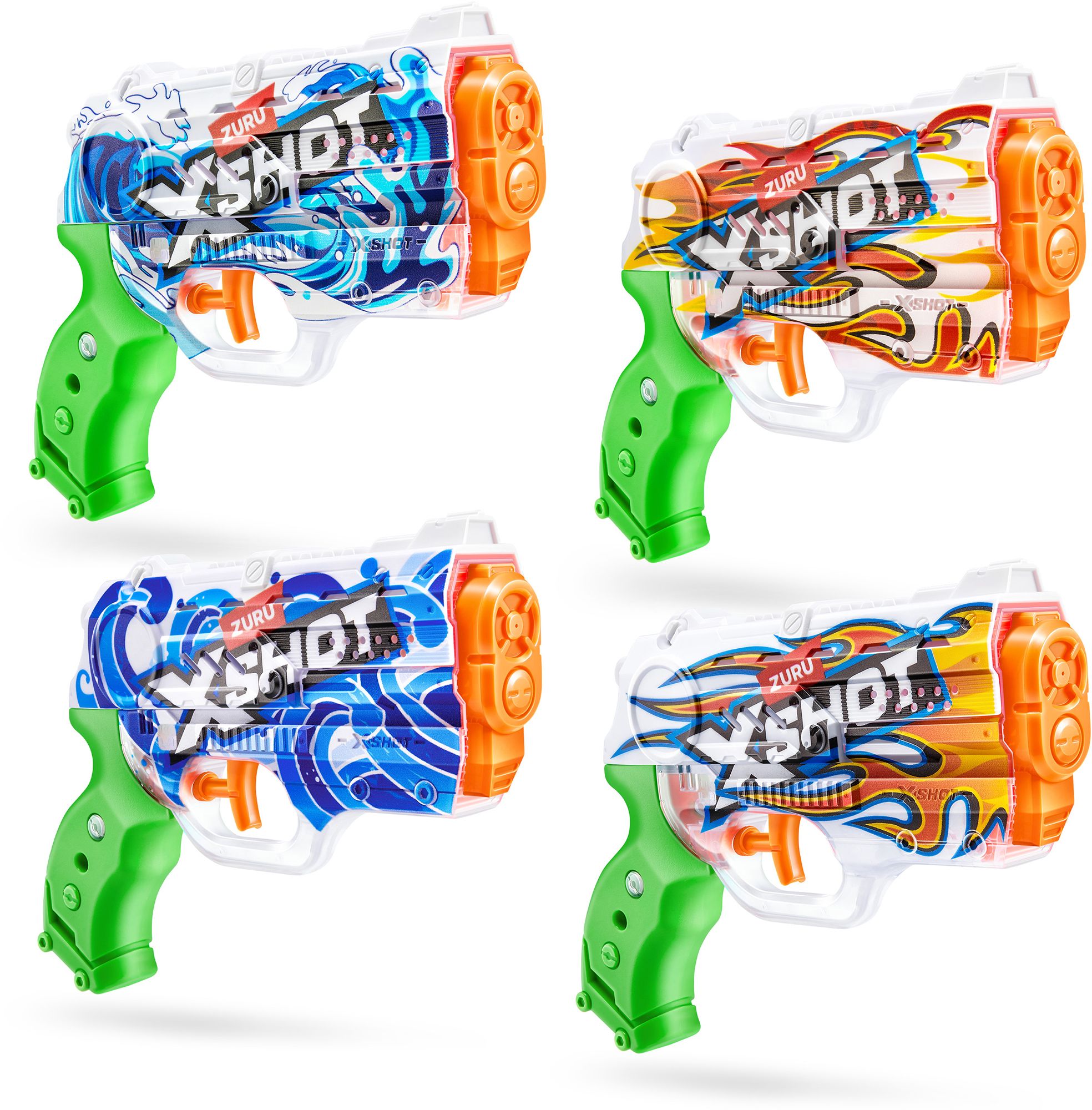 WONDER YEAR スイムスマータキット Zuru X-Shot Fast-Fill Skins Nano Water Blaster - 4-Pack | Dick's
