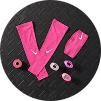laydown of pink sport accessories