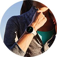 woman wearing electronic smart watch