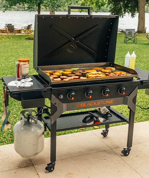 Blackstone grill in a back yard