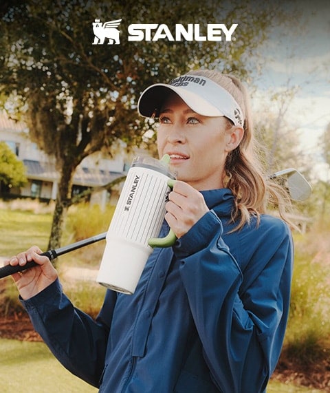 Nelly Korda with Stanley 1913 drinkware.