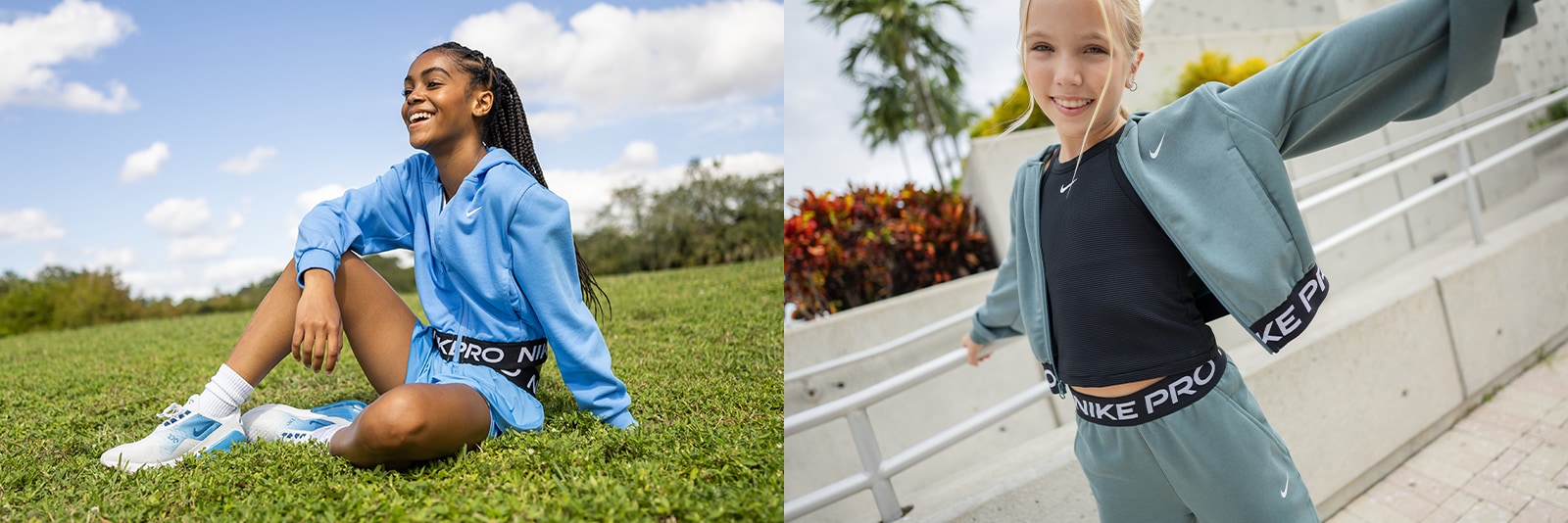 Two girls in a park.