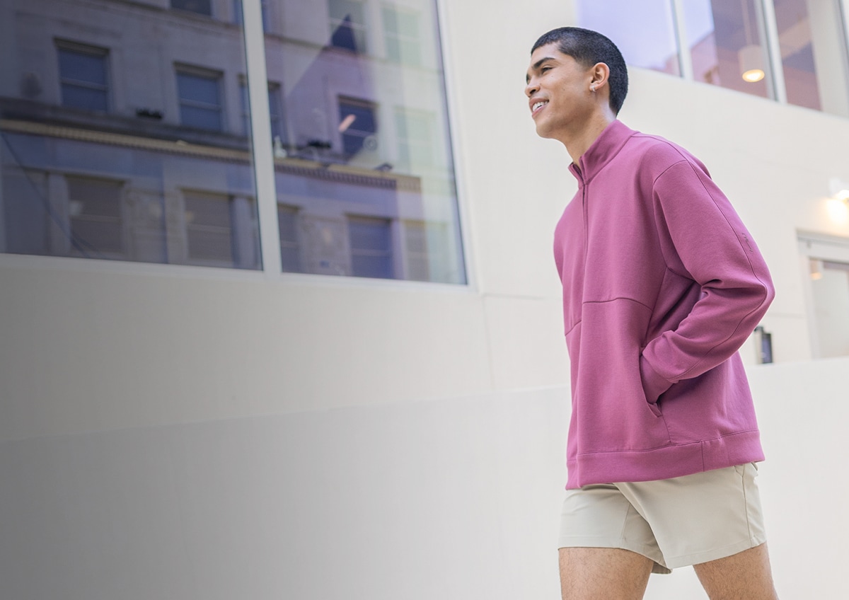 A man walking down a street.