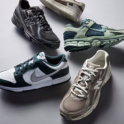 Pile of shoes from top brands.