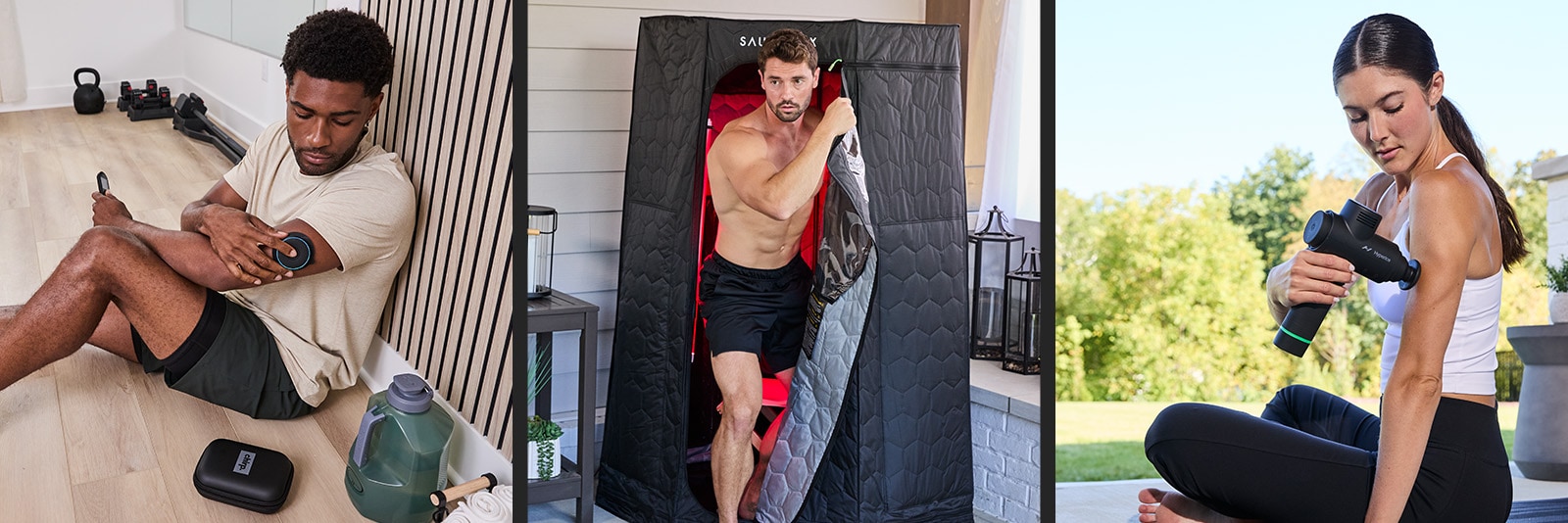People using post-workout recovery equipment