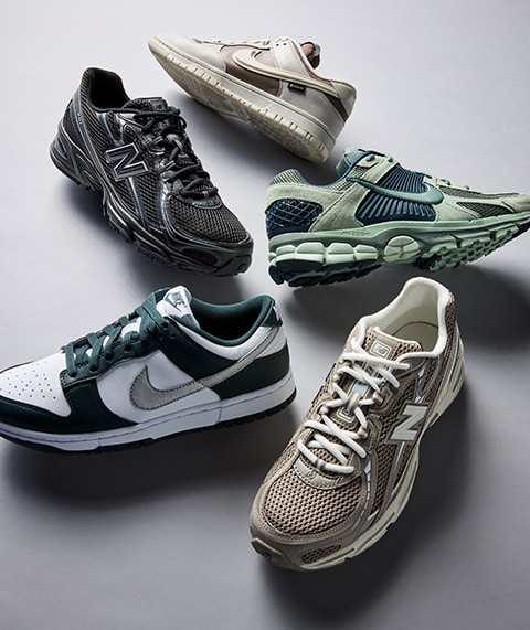 Pile of shoes from top brands.