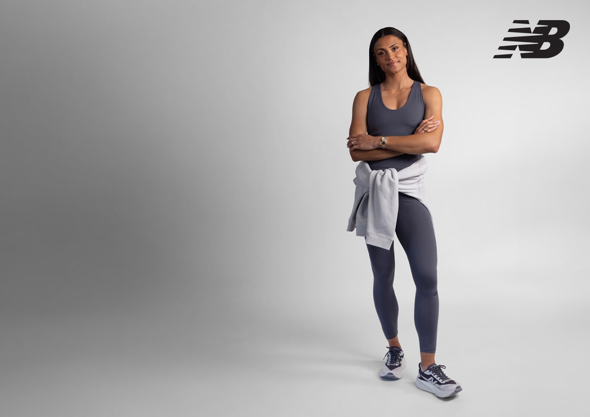 Athlete wearing NB gear and footwear