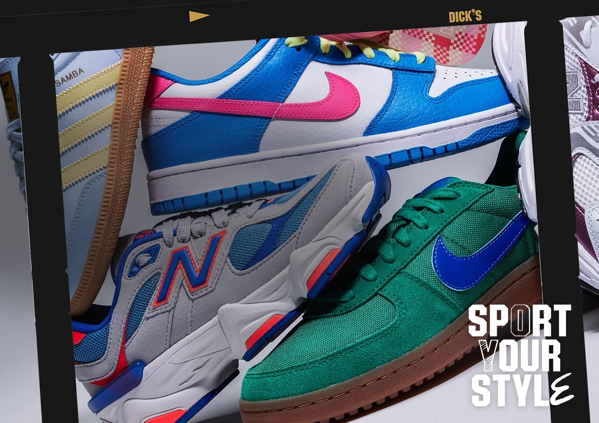 Sport your style logo. Collection of shoes from top brands.