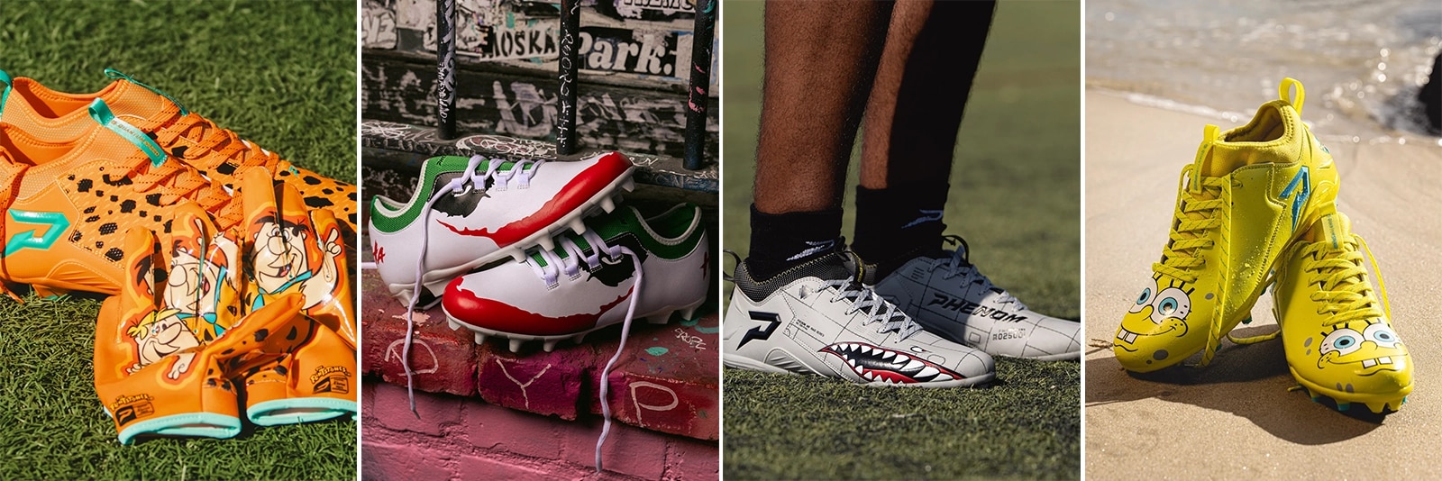 Four different theme Phenom Elite Youth cleats.