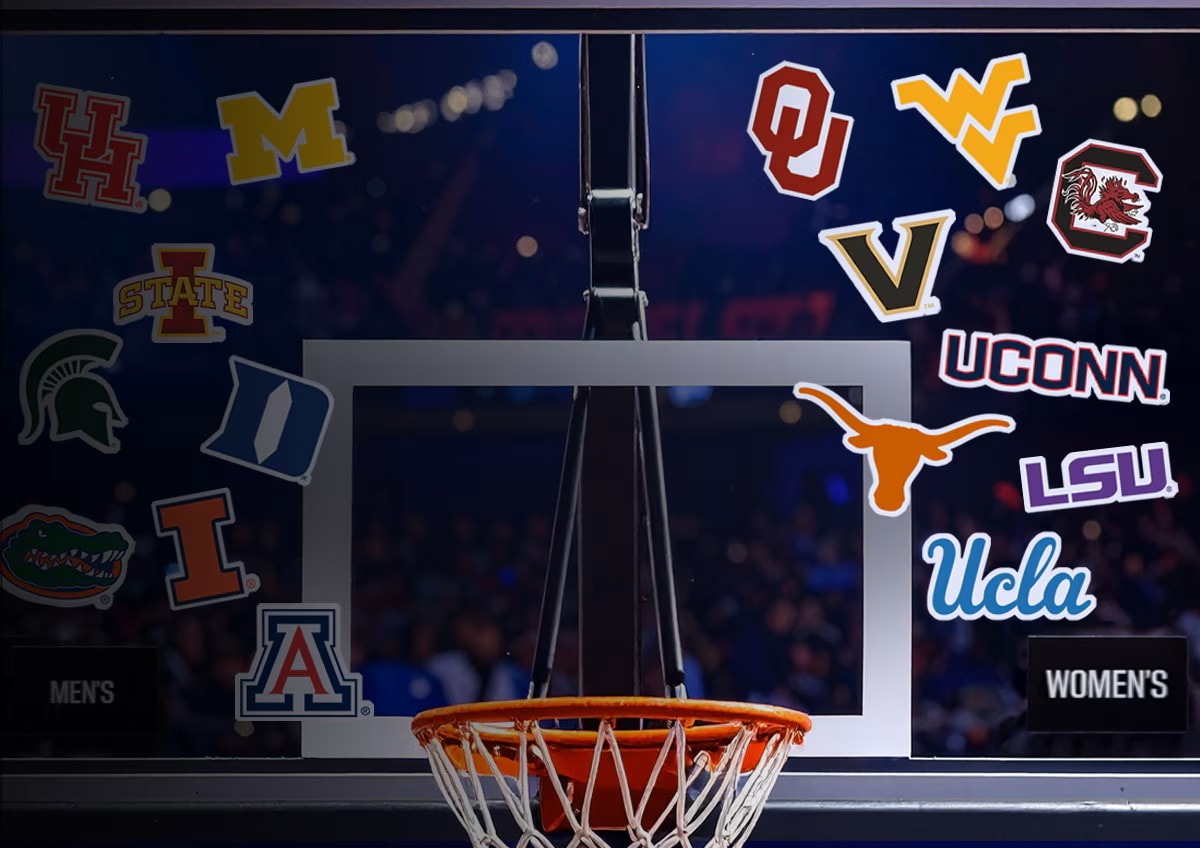 NCAA Team logo on backboard