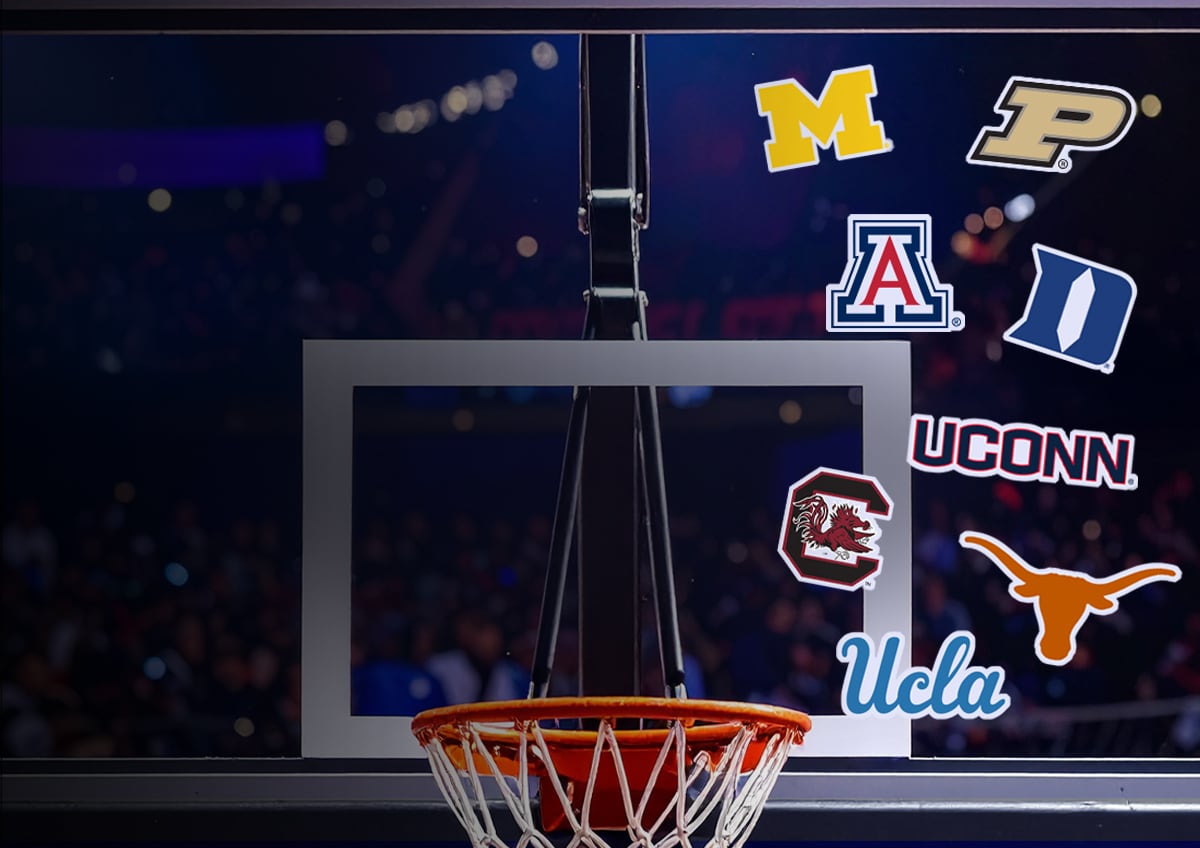 NCAA Team logo on backboard