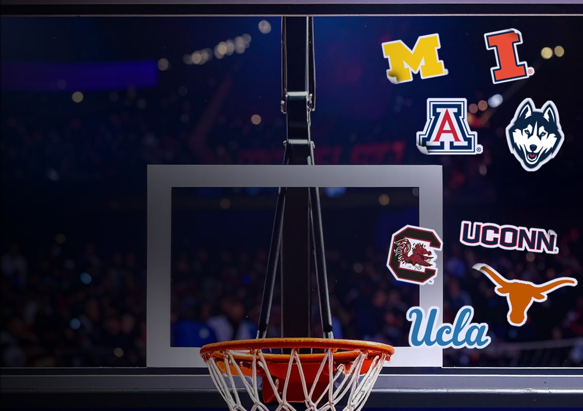 NCAA Team logo on backboard