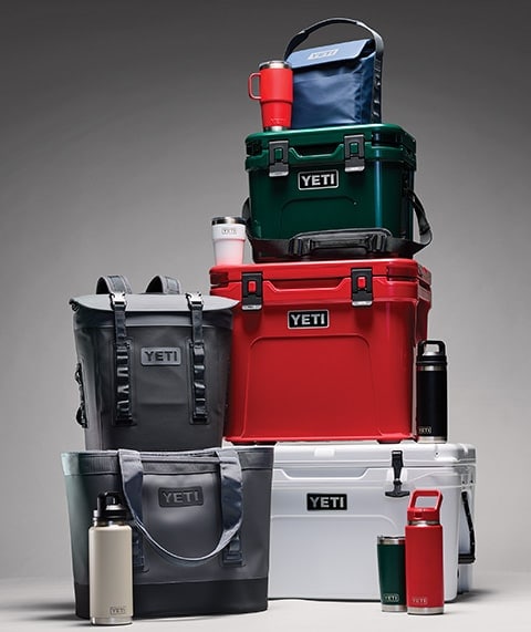 Collection of YETI gear.