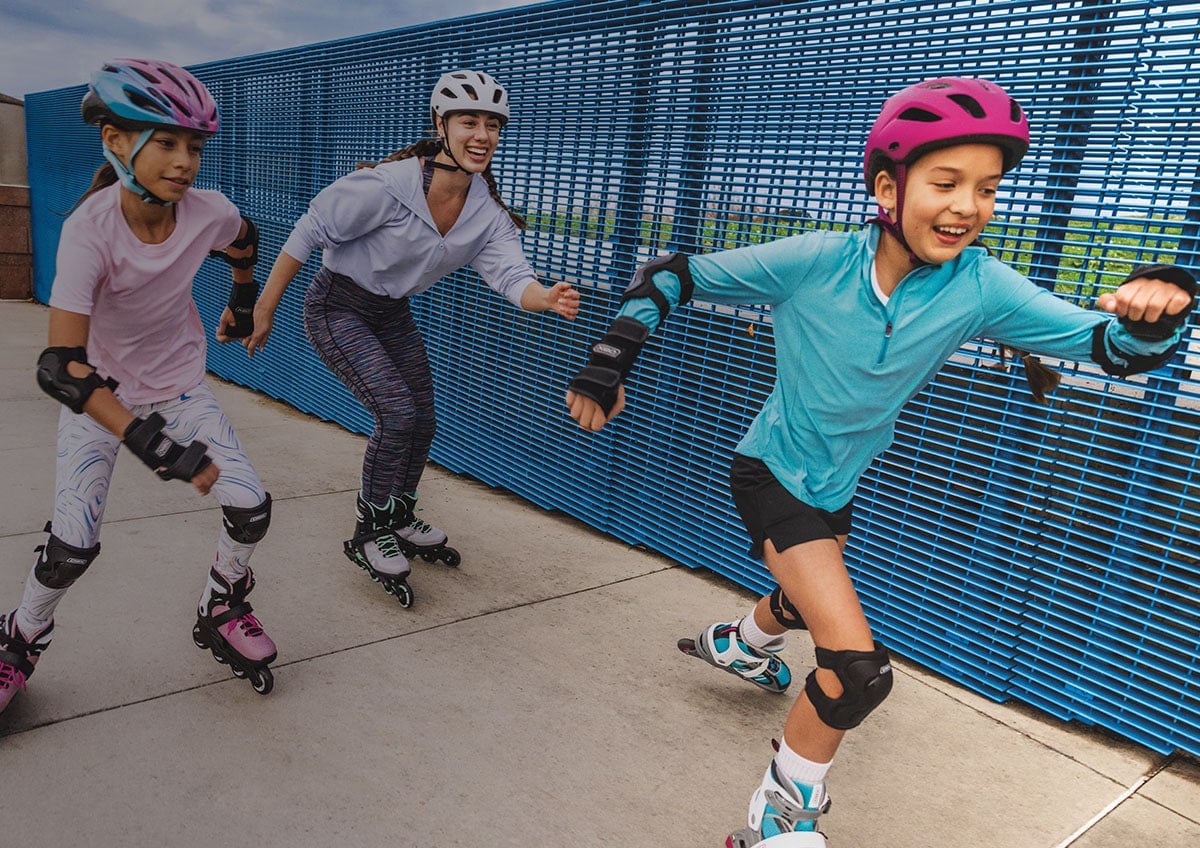 Family with inline skates.