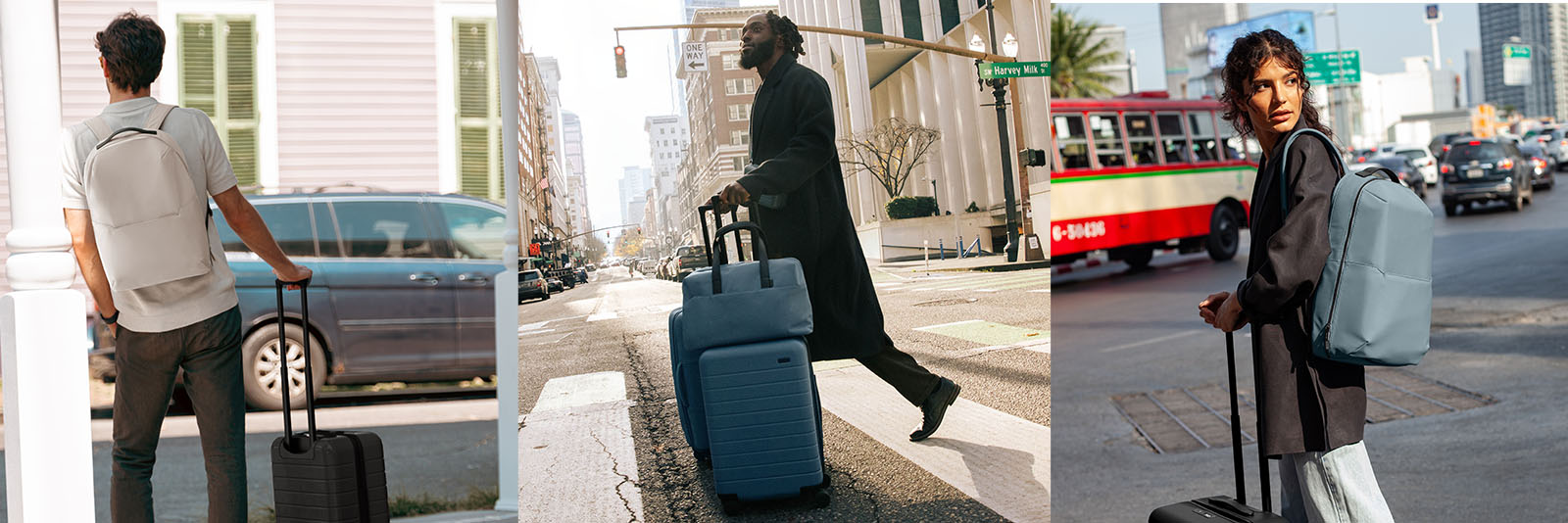 Collection of AWAY luggage.