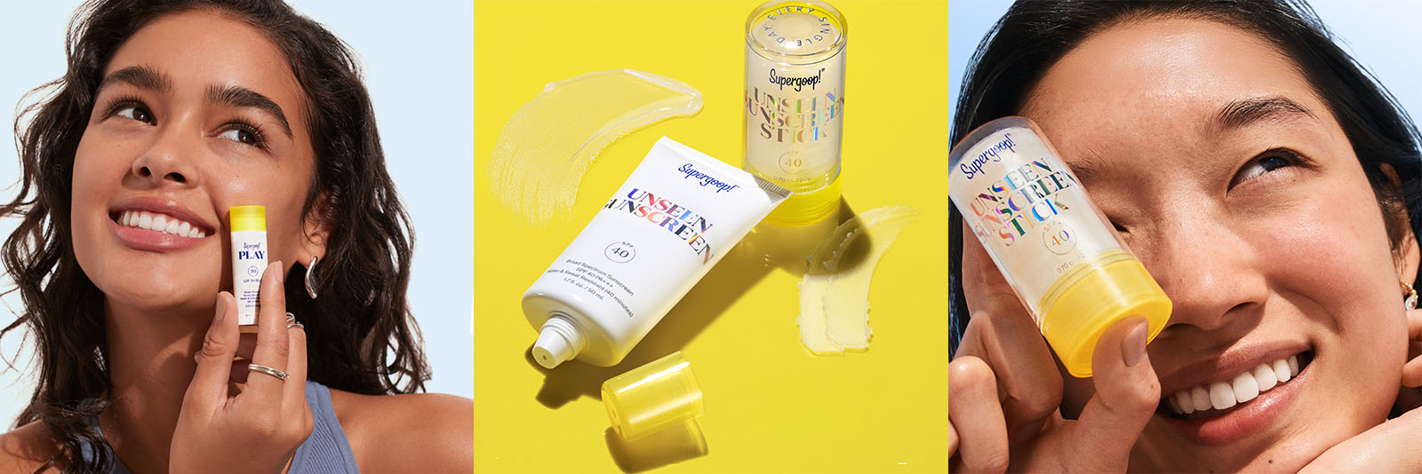 Supergoop products and models.