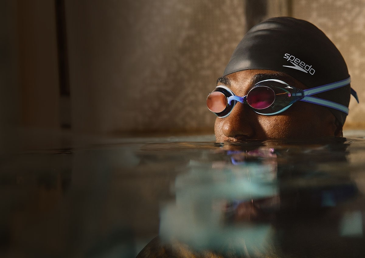 Man submerged in water.