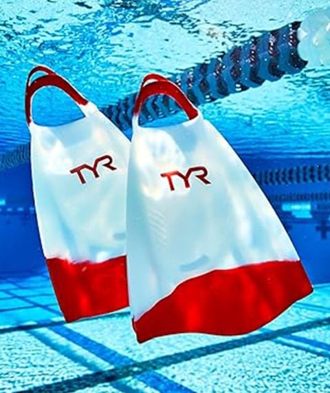 Swimming flippers underwater.