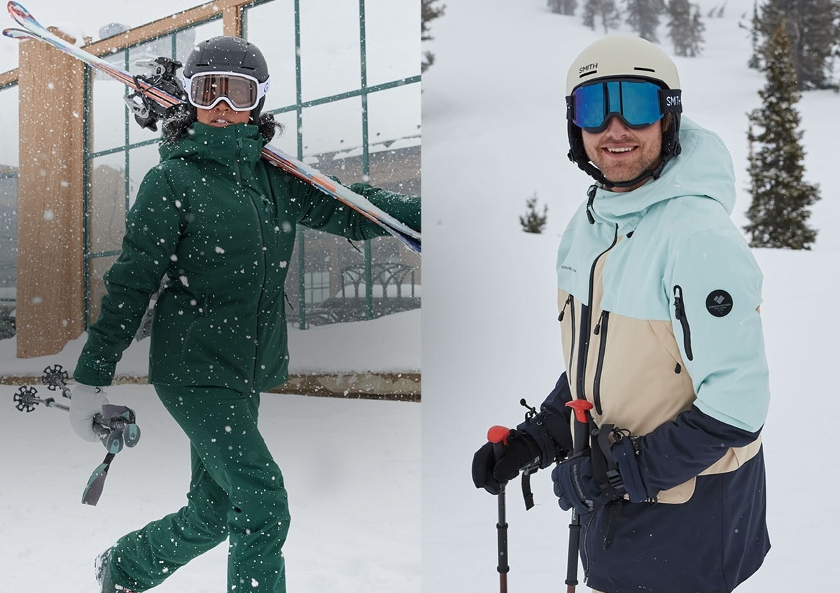 People using snow equipment