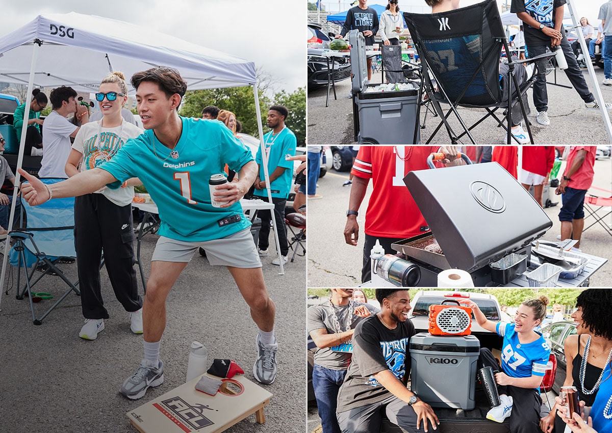 People at a tailgate having fun.