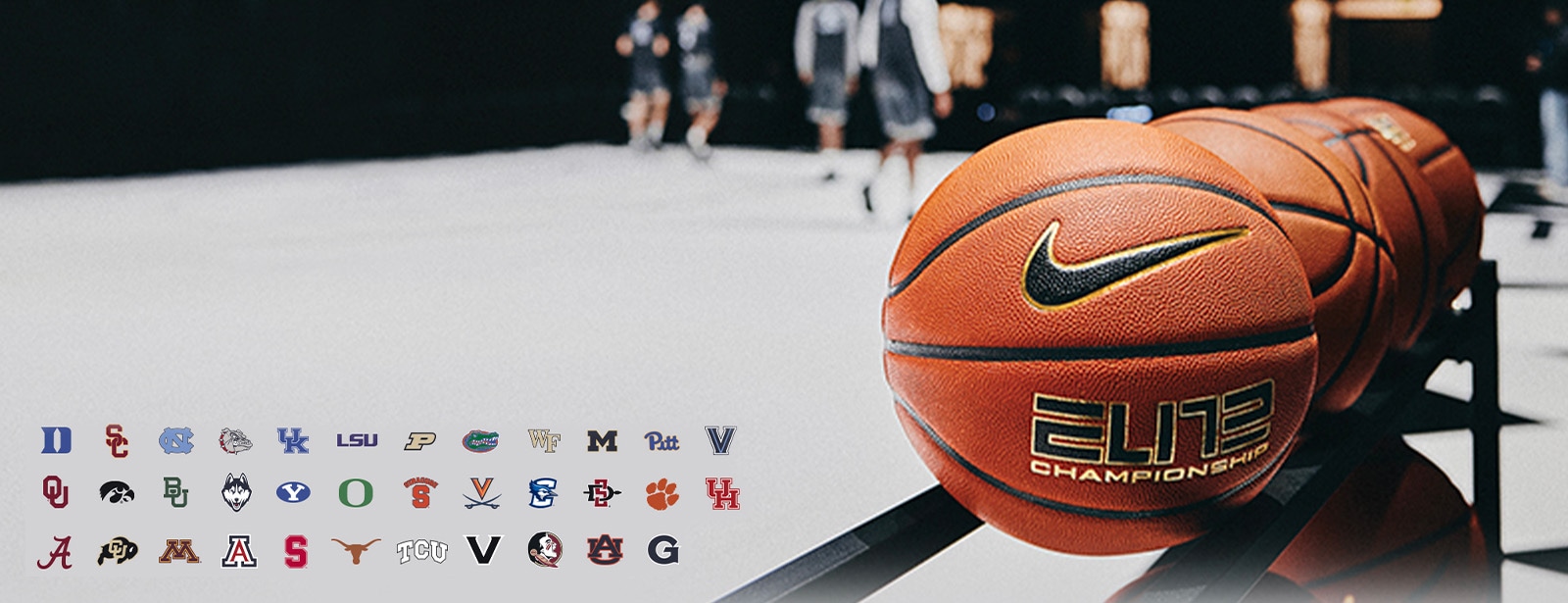 Image of three nike elite series basketballs: champion, tournament and all court next to the Nike Elite logo.