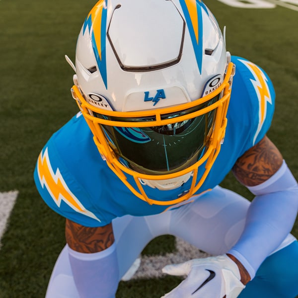 Athlete wearing a Pro Shield Prizm Sapphire shield.