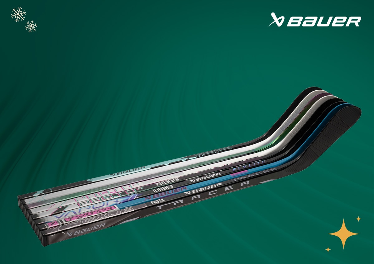 hockey sticks on green background