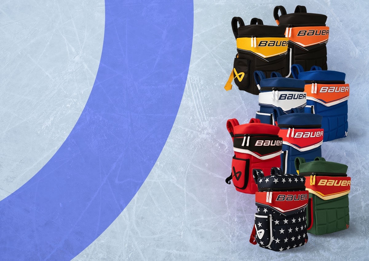 Collection of hockey backpacks.