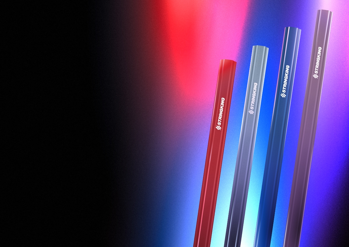 Four lacrosse sticks on a gradient background.