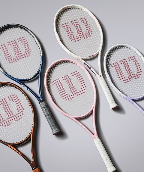 Collection of tennis racquets.