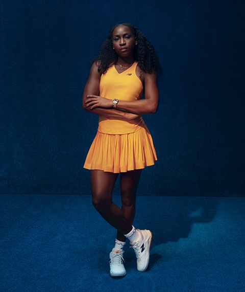 Coco Gauff in New Balance attire and footwear.