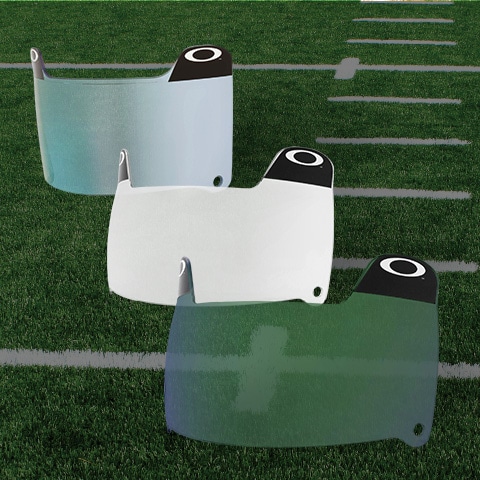 Three football helmet visors.