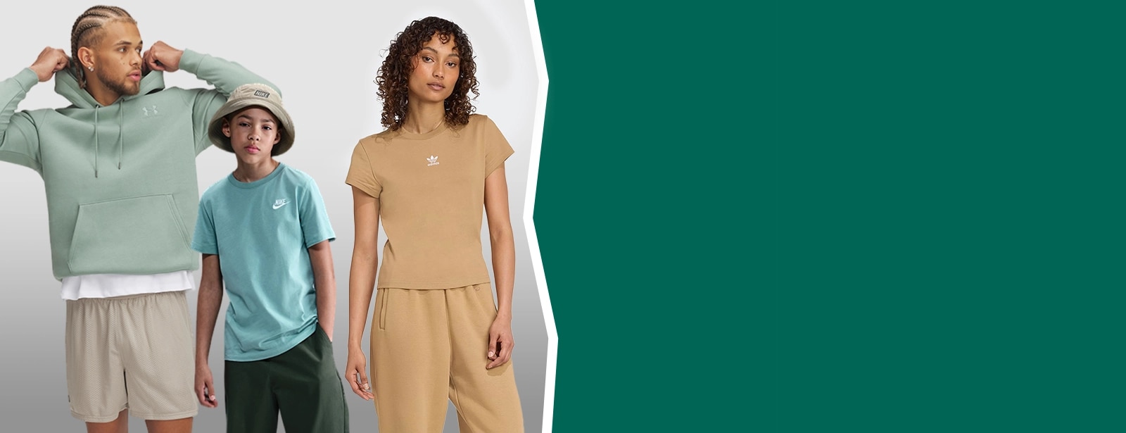 Family wearing top brand athletic clothes.