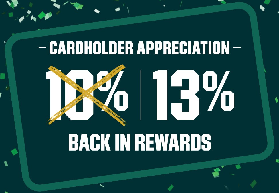 Cardholder Appreciation. 13% back in rewards.