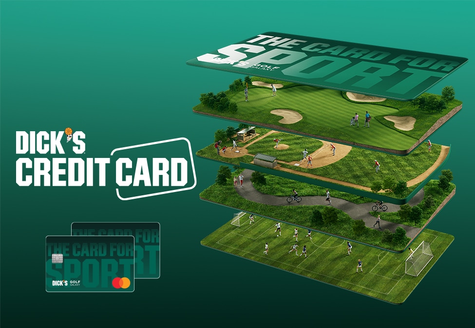 Dick's Credit Card. Layered Illustration of sports activities.
