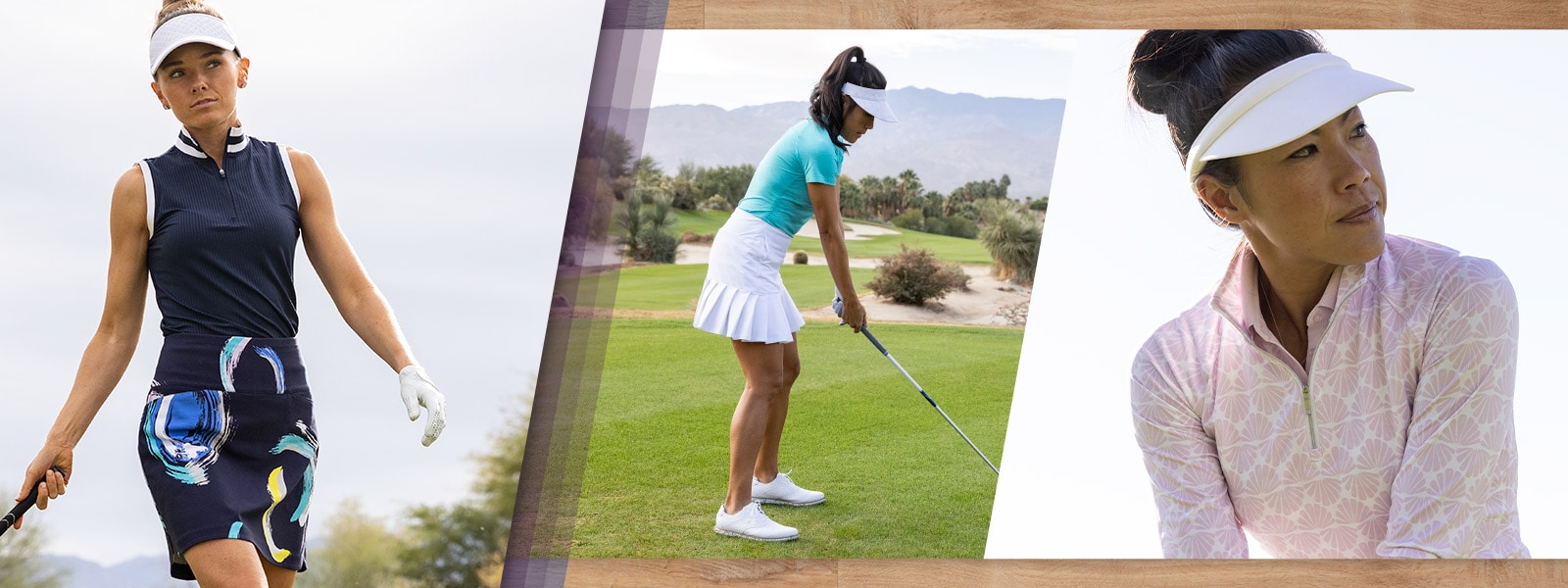 Image features female golfers wearing Lady Hagen golf apparel.