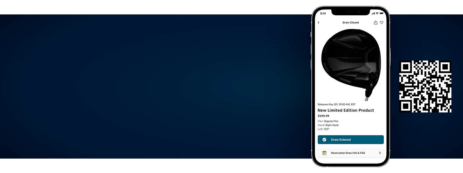 A screen shot of the Golf Galaxy App.