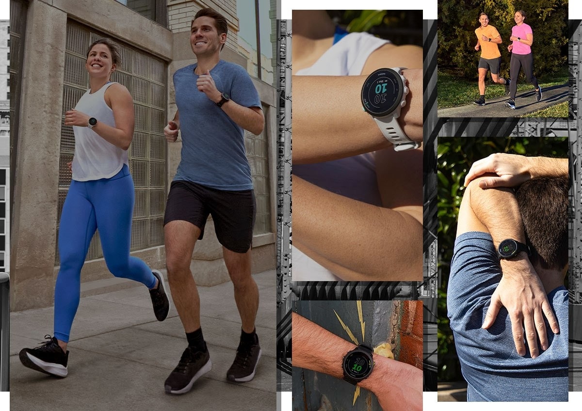 A collection of images featuring Garmin GPS watches.