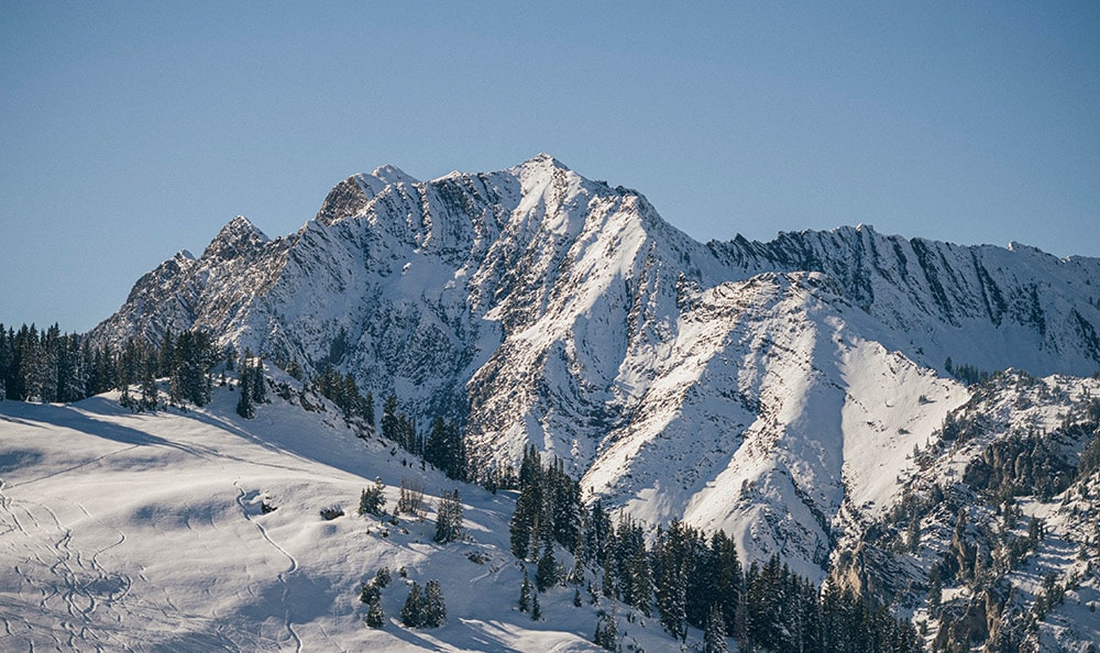 Snow-covered mountain.