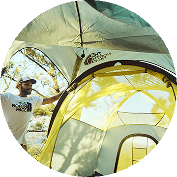 A man setting up a tent