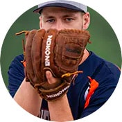 Athlete wearing baseball glove