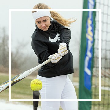 Image of softball player swinging bat